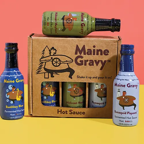 Maine Gravy Original Mini Gift Pack on a colored background
