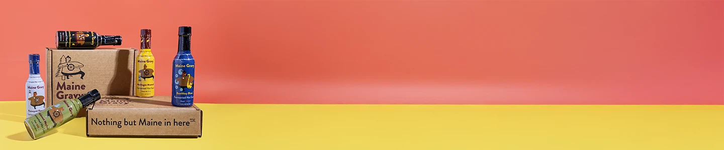 Maine Gravy bottles with boxes page banner